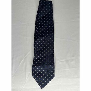 Banana Republic Men Necktie Blue Gold Geometric 100% Silk Clip On Pointed Formal